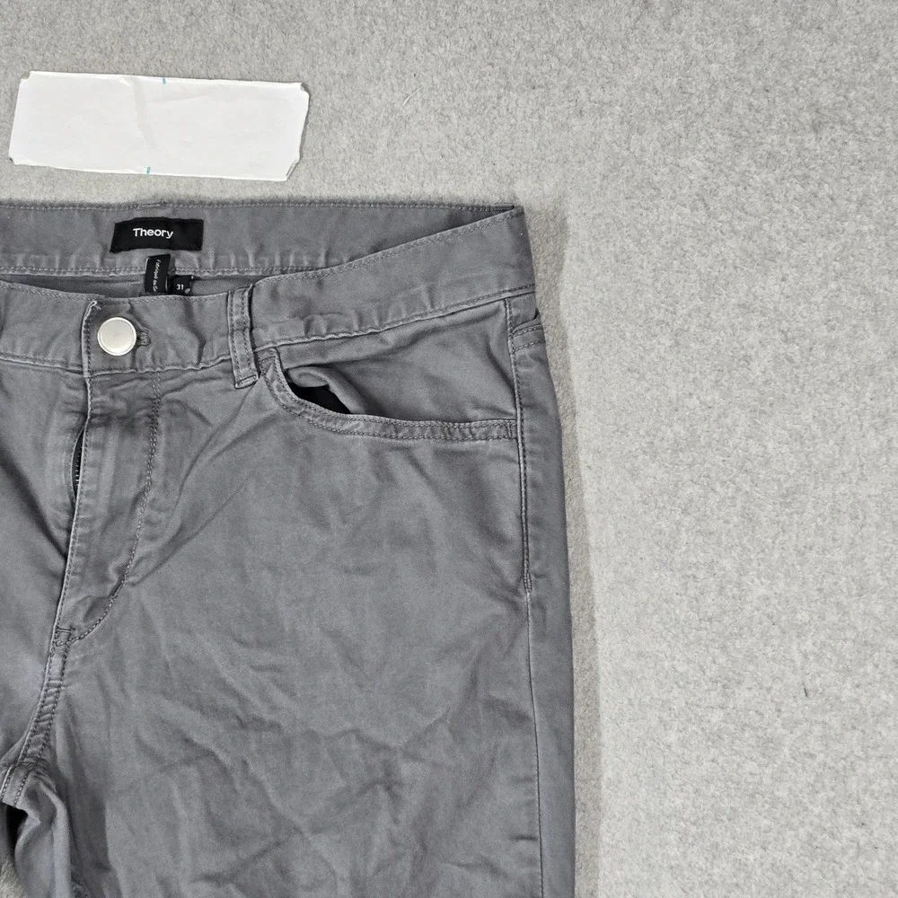 Theory Men Pants 31 Gray Chino Twill Zipper 29